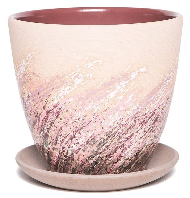 Горшок Живопись керамический бежевый без поддона, 18 см