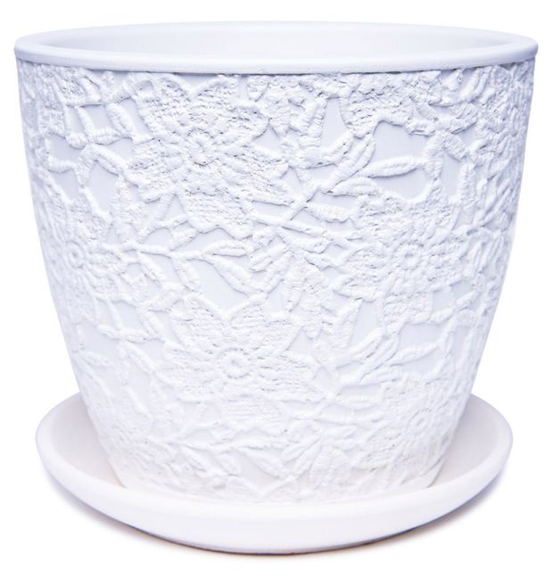 Горшок Лютик керамический белый без поддона, 21 см