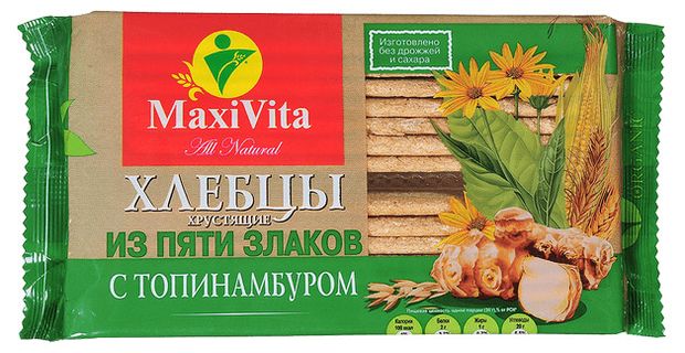 Хлебцы хрустящие Maxi Vita 5 злаков с топинамбуром, 150 г