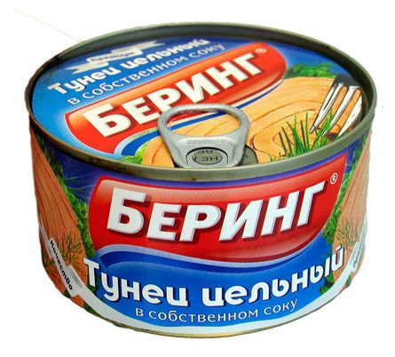 Тунец Беринг цельный в собственном соку 200 г 297₽