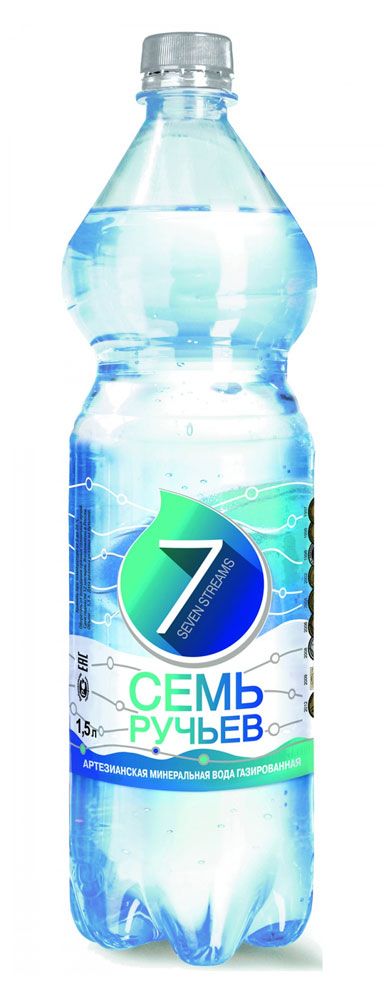 Вода минеральная Семь ручьев газированная столовая, 1,5 л