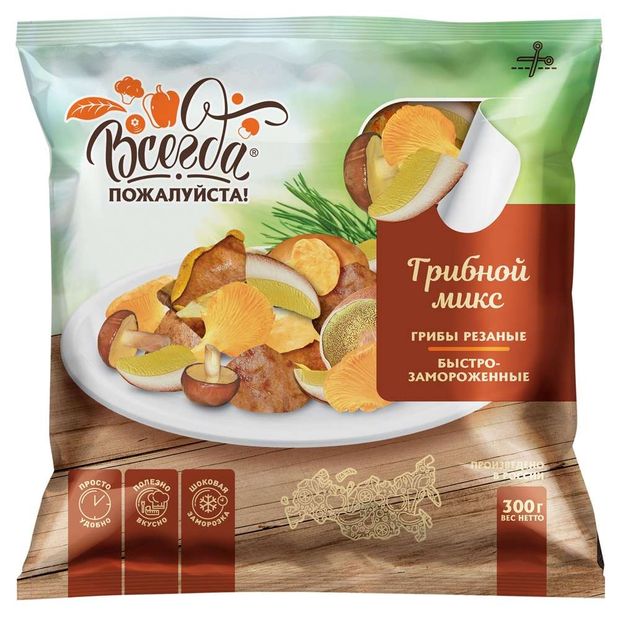 Грибное ассорти Всегда пожалуйста быстрозамороженное 300 г 320₽