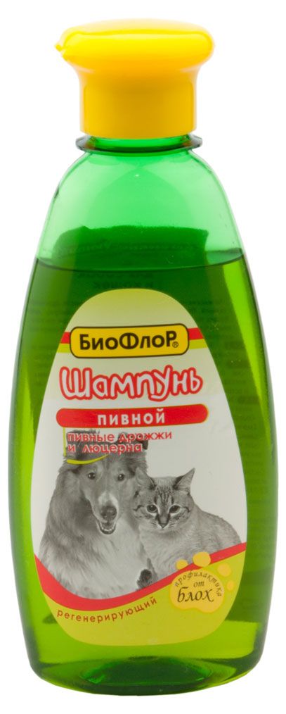 Шампунь для собак и кошек БиоФлор Пивной от блох и клещей, 245 мл