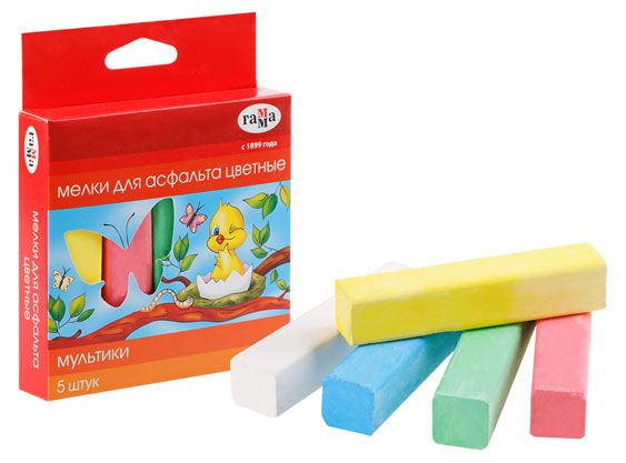 Мелки для асфальта Гамма Мультики 5 цветов 78₽
