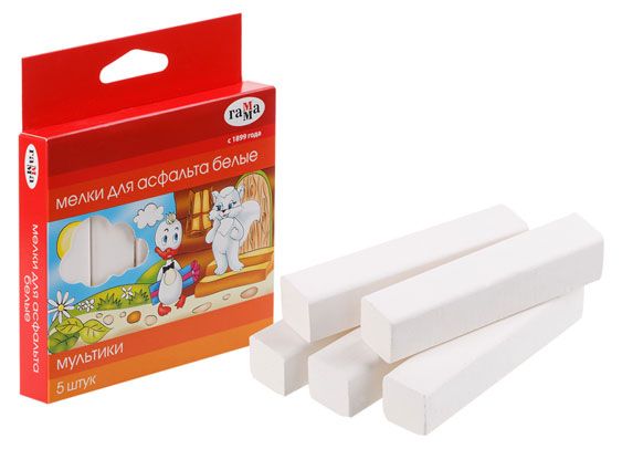 Мелки для асфальта Гамма Мультики белые 5 шт 63₽
