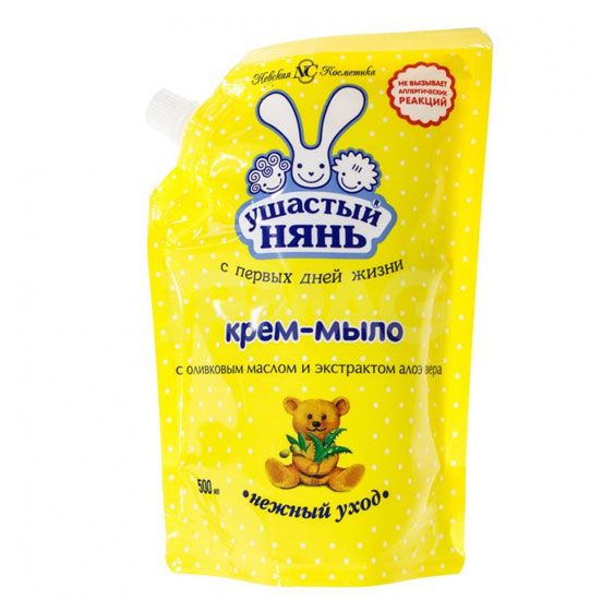 Крем-мыло детское Ушастый нянь с оливковым маслом и экстрактом алоэ вера, 500 мл