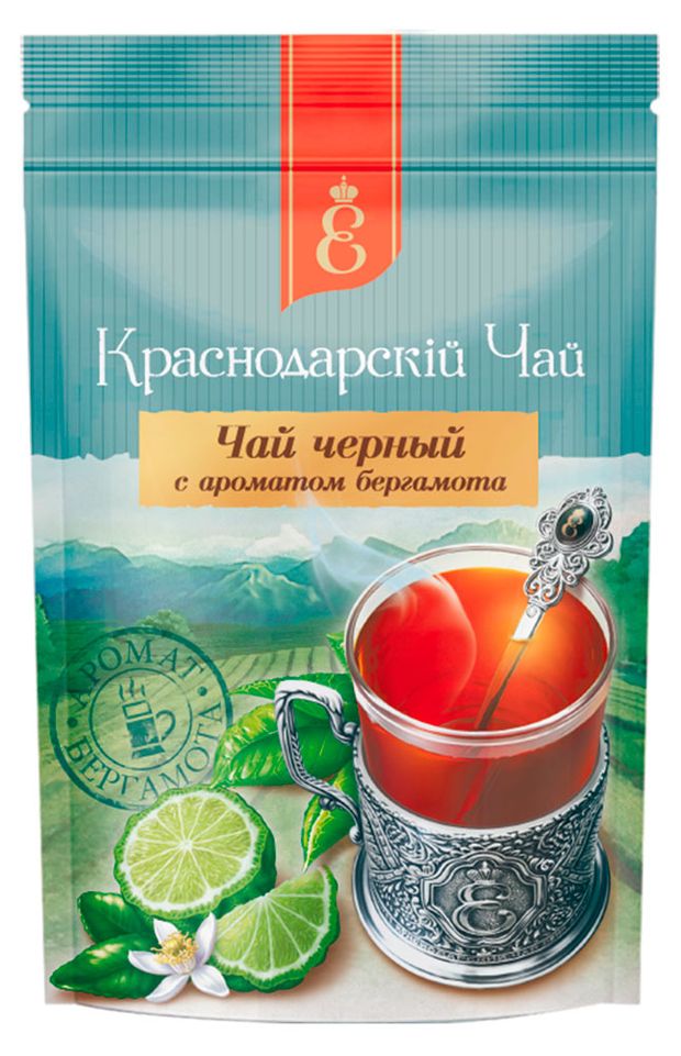 Чай черный ВЕКА Краснодарский чай с ароматом бергамота листовой, 90 г