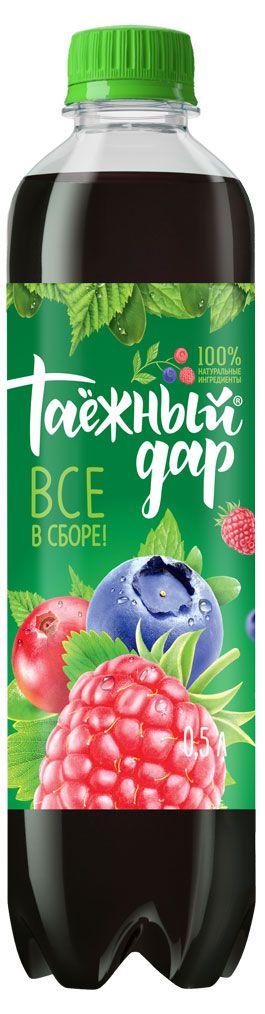 Напиток Таежный дар Ягодное ассорти с таежными травами безалкогольный сильногазированный на растительном сырье, 500 мл