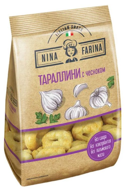 Тараллини Nina Farina с чесноком 180 г 65₽