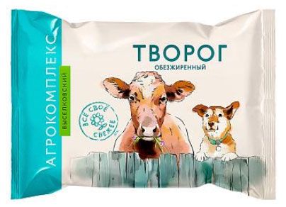 Творог обезжиренный Агрокомплекс Выселковский брикет БЗМЖ, 180 г
