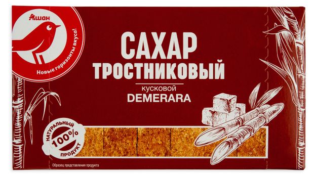 Сахар тростник кусковой АШАН Красная птица 05 кг 130₽