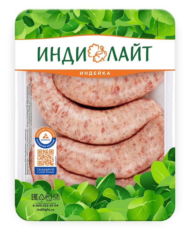 Птица, мясо  Ашан Купаты Индилайт Боярские из индейки охлажденные, 500 г