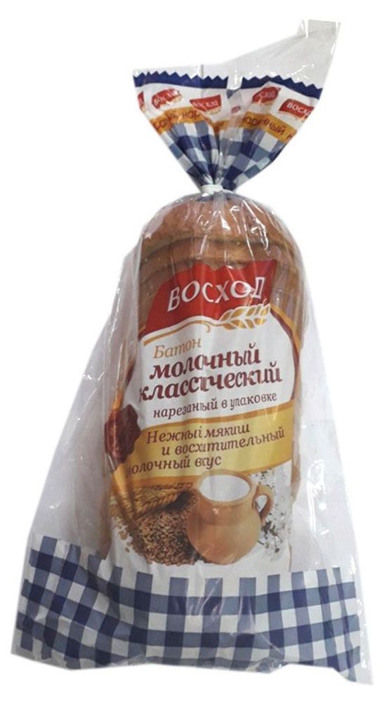 Батон пшеничный белый Восход Молочный классический нарезка, 300 г