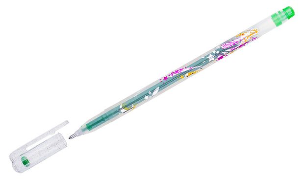 Ручка гелевая Crown Glitter Metal Jell с блестками светло-зеленая 1 мм 40₽