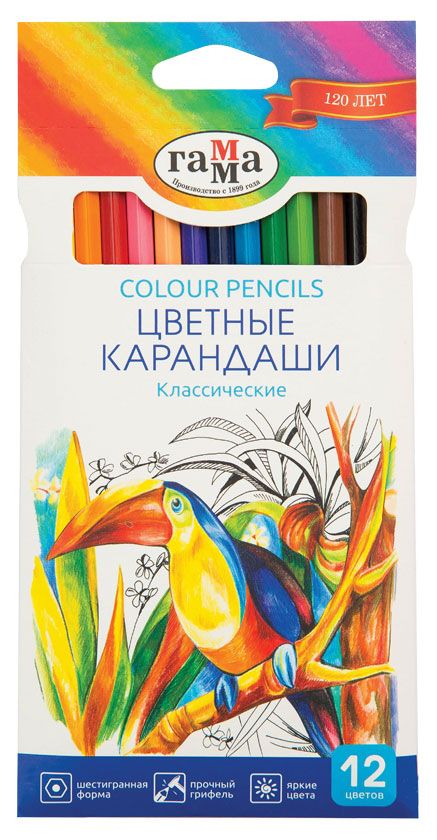 фото Карандаши цветные гамма классические, 12 цветов