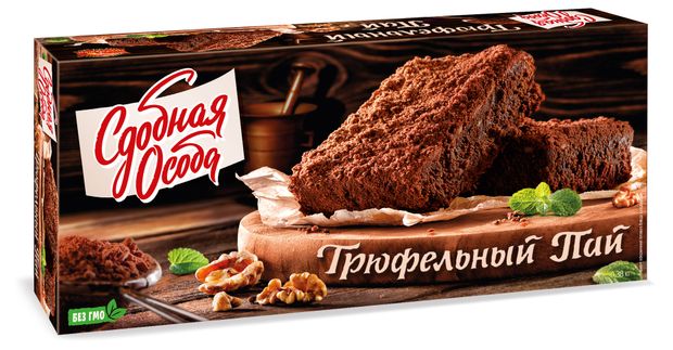 Пирог сладкий бисквитный Сдобная Особа Трюфельный пай с грецким орехом, 380 г