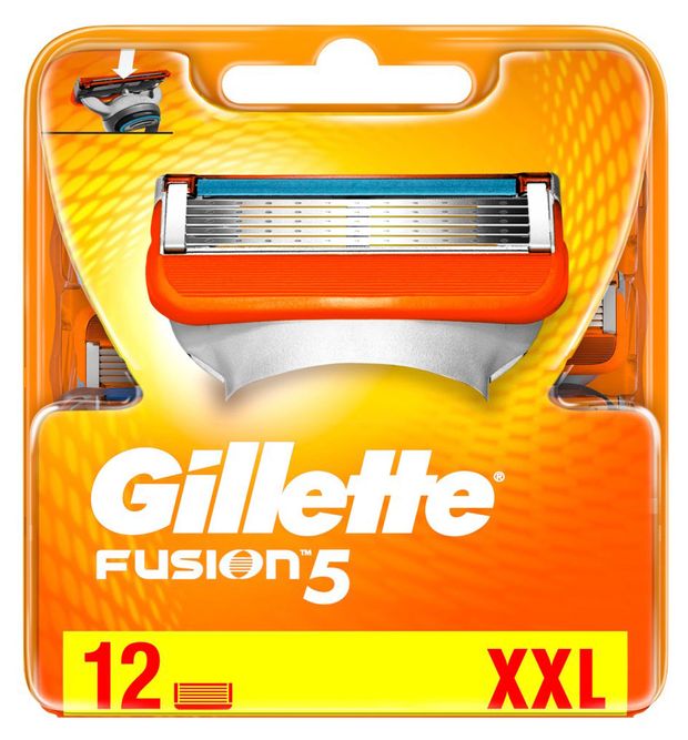 Gillette Fusion Сменные кассеты для бритья с 5 лезвиями, 12 шт