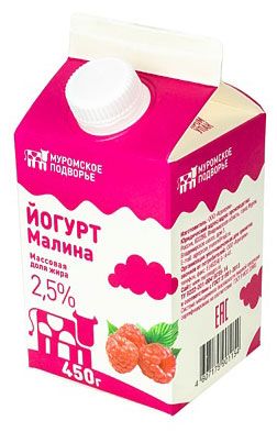 Йогурт питьевой Муромское подворье малина 2,5% БЗМЖ, 450 г
