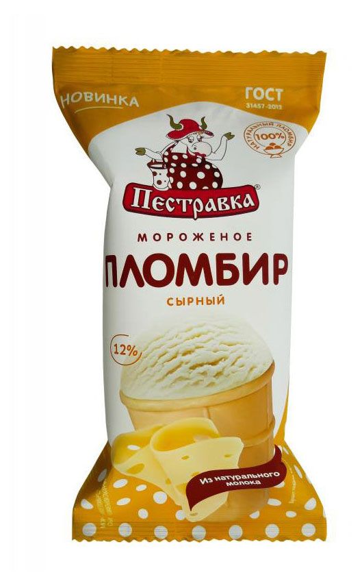 Мороженое пломбир Пестравка ванильный со вкусом сыра 12% БЗМЖ, 100 г