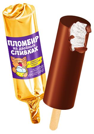 Мороженое эскимо На двойных сливках ванильный в шоколадной глазури 12% БЗМЖ, 80 г