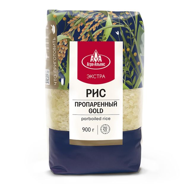 Рис пропаренный Агро-Альянс Gold элитный 900 г 148₽