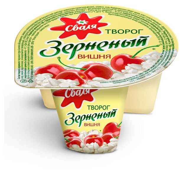 Творог зерненый сладкий Сваля вишня 5% БЗМЖ, 130 г