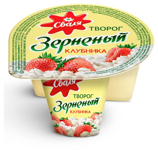 Творог зерненый сладкий Сваля клубника 5% БЗМЖ, 130 г