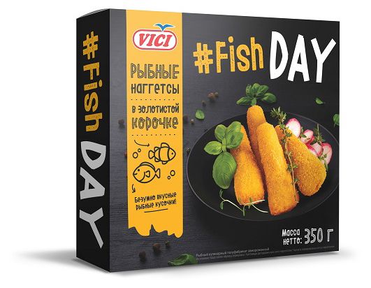 Наггетсы рыбные VICI Fish Day в золотистой корочке 350 г 300₽