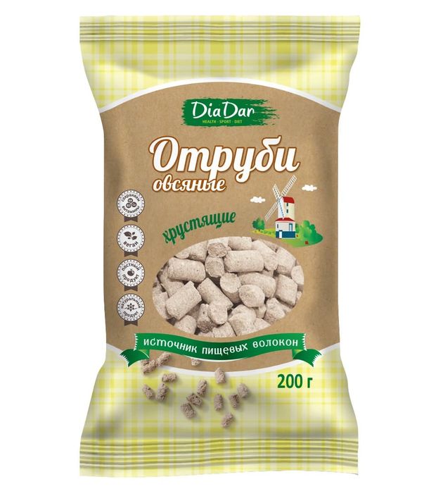 Здоровый выбор Отруби овсяные ДиаДар хрустящие, 200 г