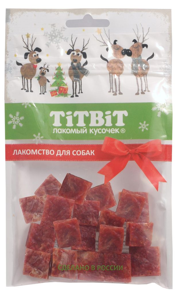 фото Лакомство для собак titbit мраморные кубики из говядины для собак новогодняя коллекция, 80 г