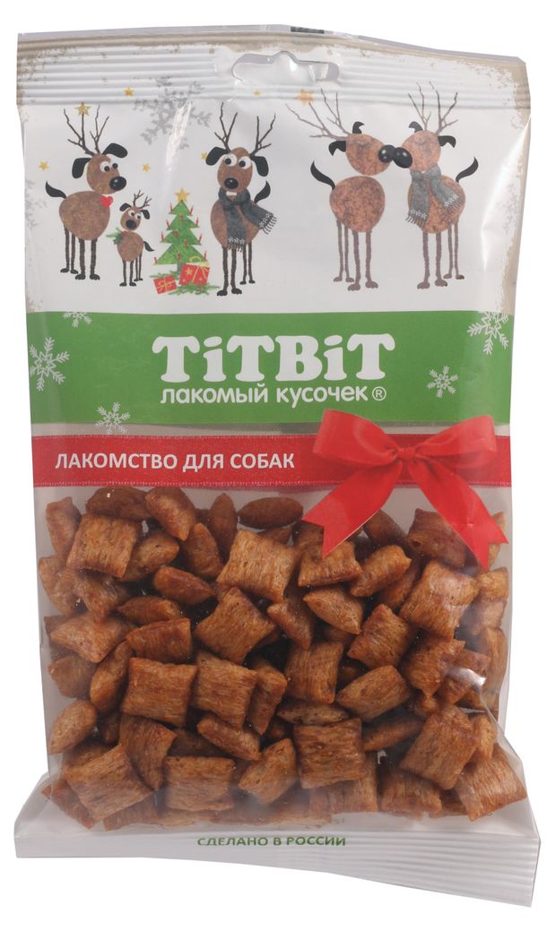 фото Лакомство для собак titbit хрустящие подушечки с начинкой со вкусом индейки и шпината для маленьких пород, 95 г