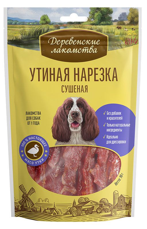 Лакомство для собак Деревенские лакомства утиная нарезка 90 г 270₽