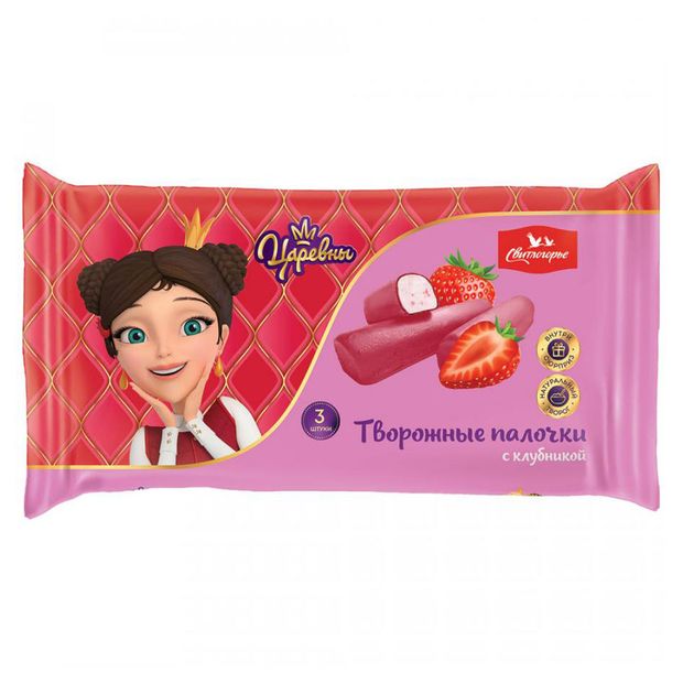 Творожные палочки глазированные Свитлогорье Царевны аромат клубники 16% БЗМЖ, 3х30 г