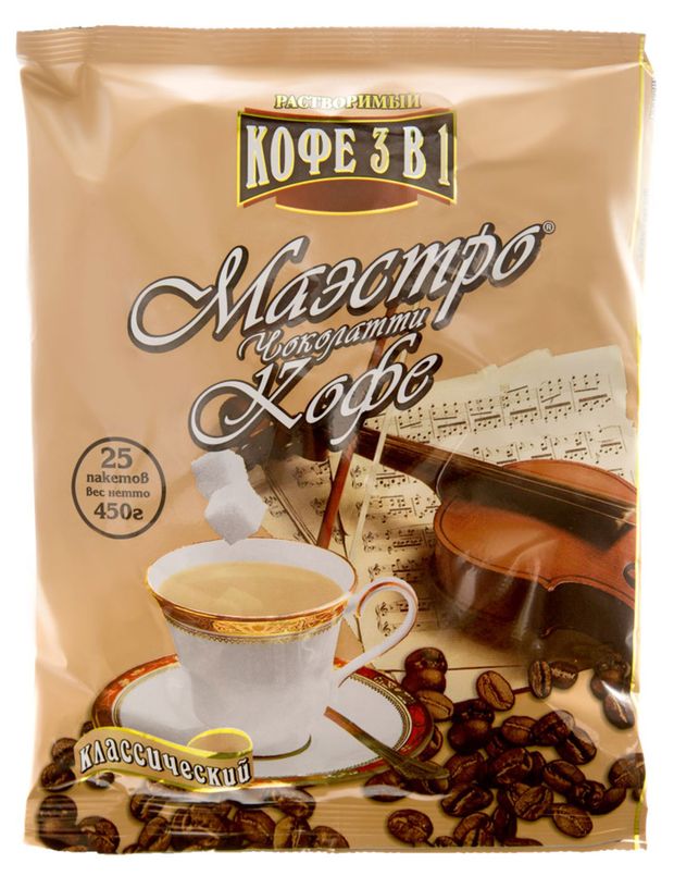 Кофе растворимый Маэстро 3 В 1 классический,25x18 г