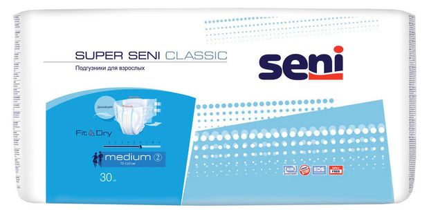 Подгузники урологические для взрослых Seni Super Classic размер M 75-110 см, 30 шт