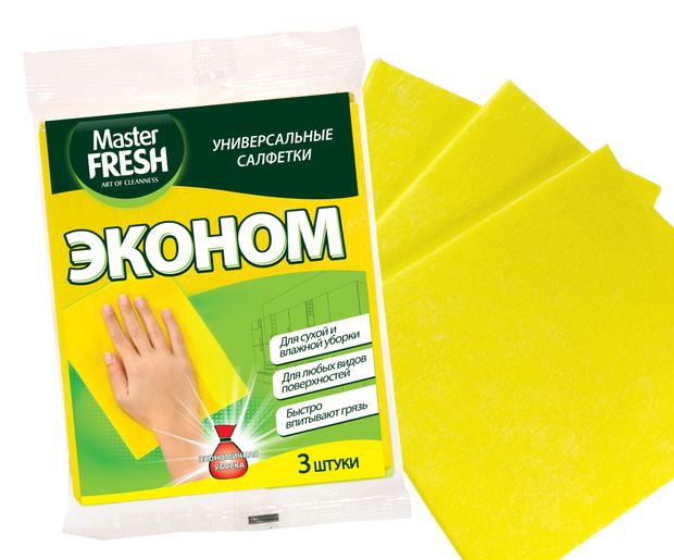 Салфетки для уборки Master Fresh Эко универсальные для сухой и влажной 3 шт 35₽