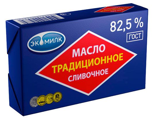 Масло сладкосливочное Экомилк Традиционное несоленое 82,5%, 160 г