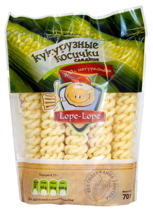 Кукурузные косички Lope-Lope сладкие без глютена 70 г 60₽