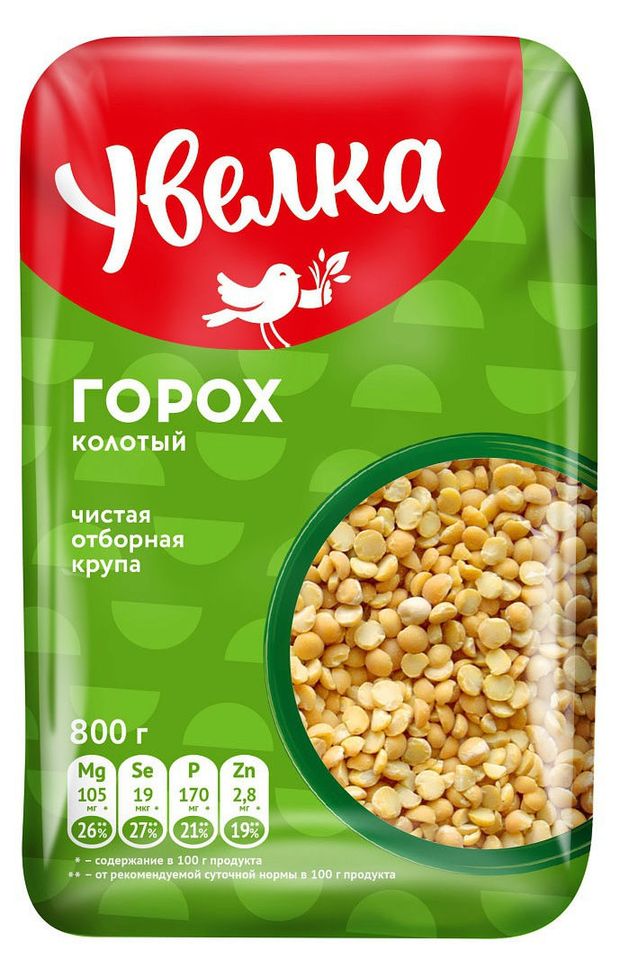Горох Увелка шлифованный колотый 800 г 116₽