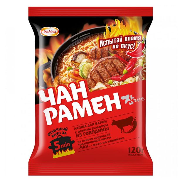 Лапша для варки Доширак Чан рамен корейская острая 120 г 66₽