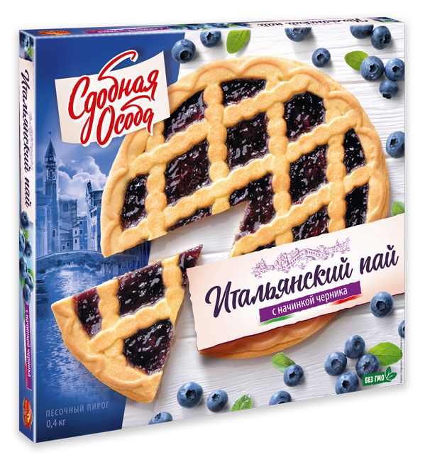 Пирог сладкий песочный Сдобная Особа Итальянский пай с черничным джемом, 400 г