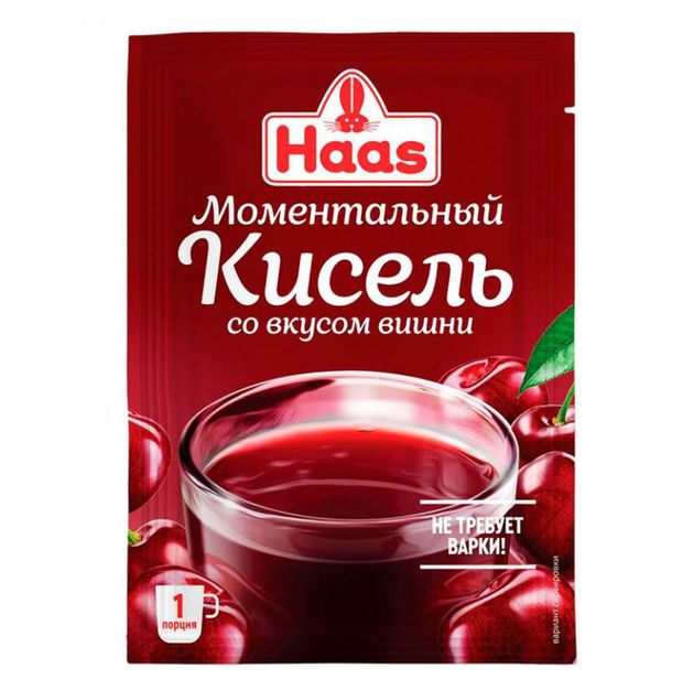 Кисель быстрого приготовления HAAS Моментальный вишневый, 30 г