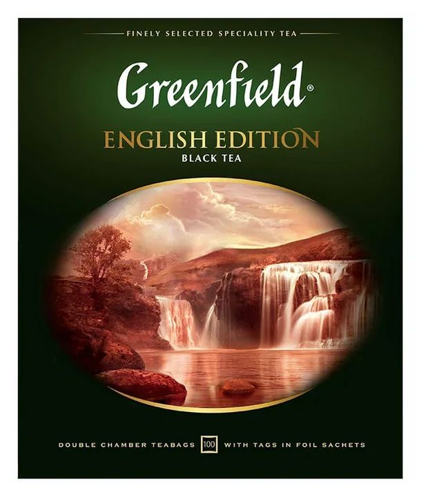   Ашан Чай черный Greenfield English Edition в пакетиках, 100 шт
