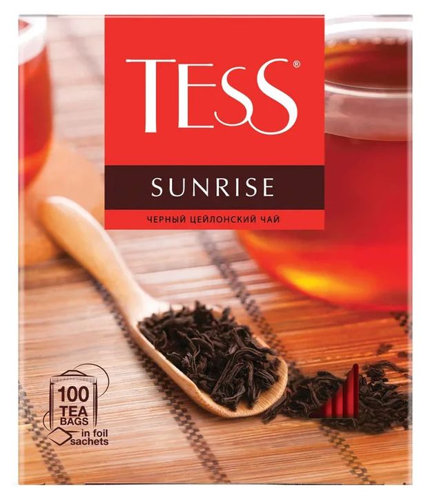   Ашан Чай черный Tess Sunrise в пакетиках, 100 шт