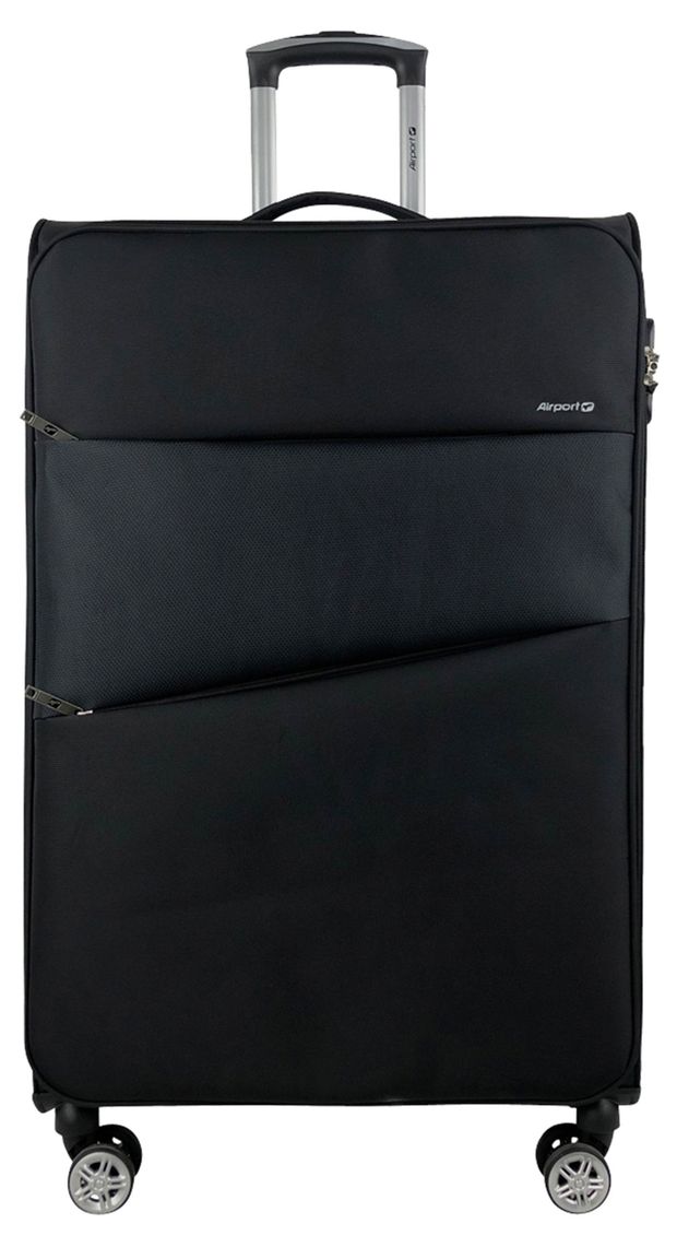 Чемодан мягкий Airport 4 колеса черный, 75х47х26 см