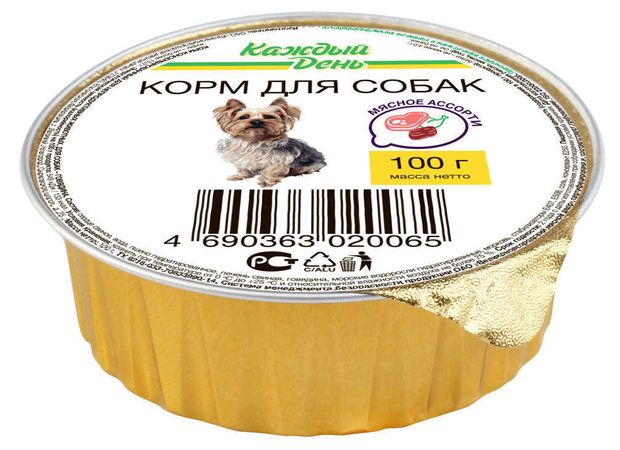 Корм для собак Каждый День мясное ассорти 100 г 30₽