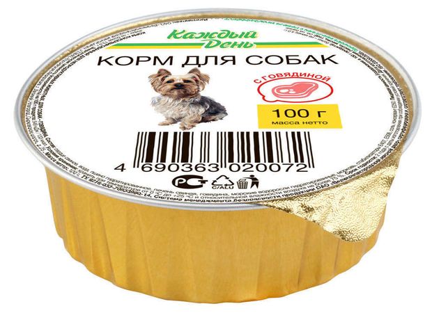 Корм для собак Каждый День с говядиной 100 г 32₽