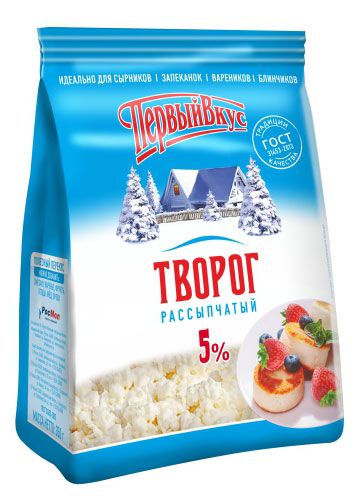 Творог рассыпчатый Первый Вкус 5% БЗМЖ, 350 г