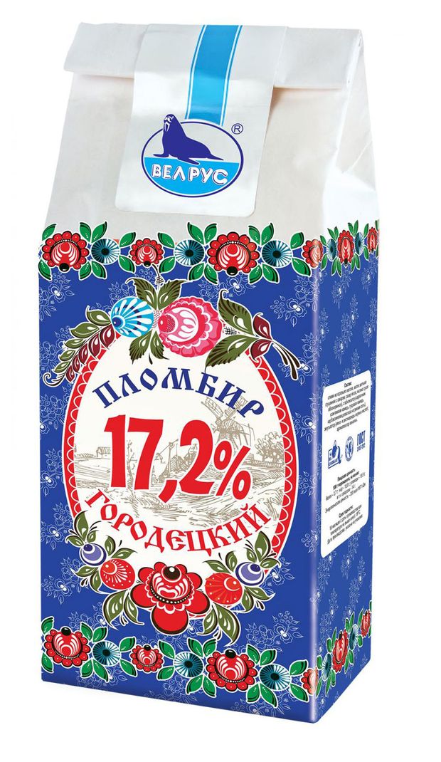 Мороженое пломбир Городецкий пломбир Городецкий на сливках 17,2% БЗМЖ, 500 г
