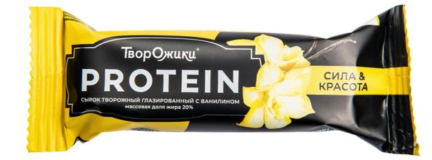 Сырок глазированный творожный Творожики с ванилином и протеином батончик 20%, 40 г